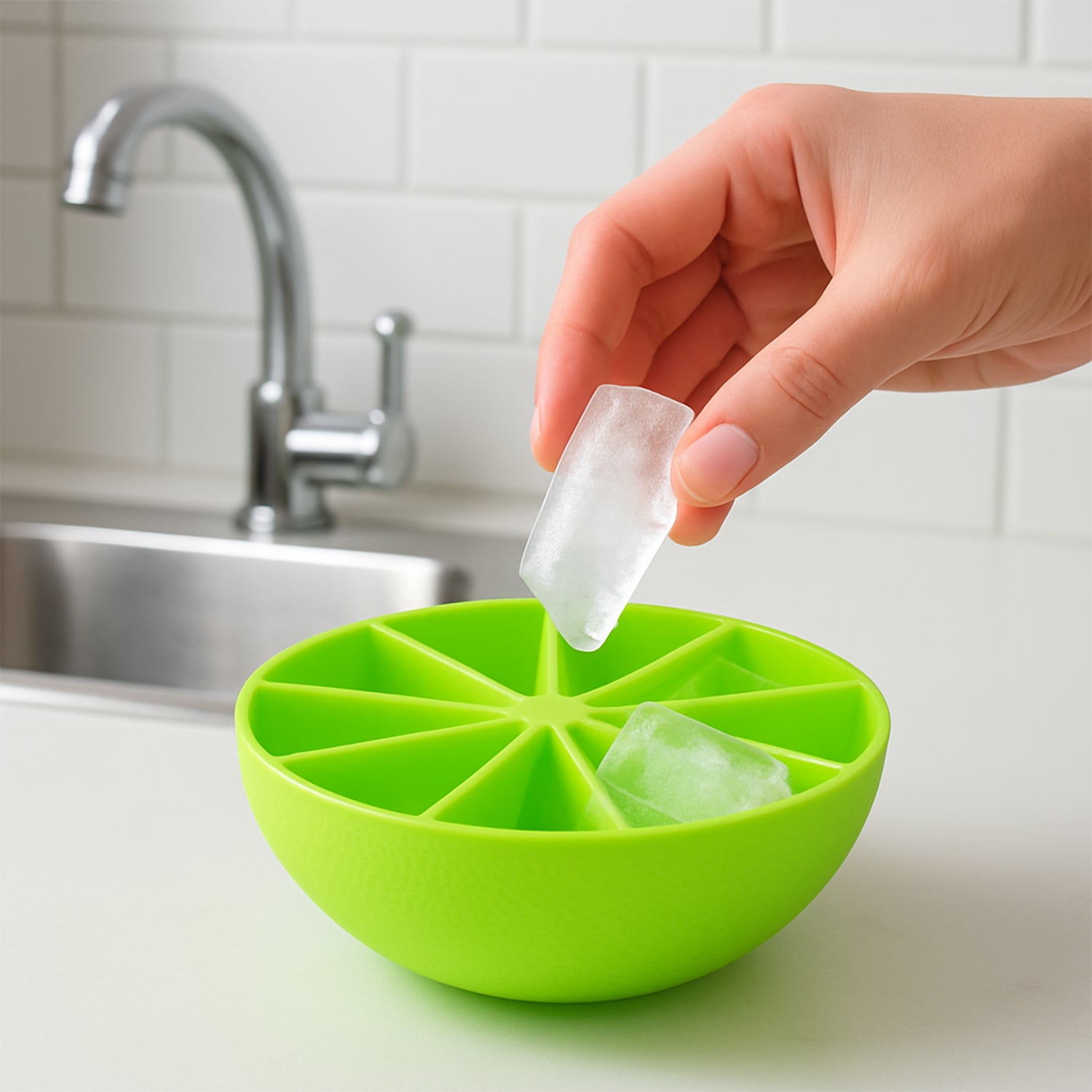 Lemon Shape Flexible Silicone Ice Cube Tray  8-slot Round Ice Mold (1 Pc) Lemon Shape Flexible Silicone Ice Cube Tray  8-slot Round Ice Mold (1 Pc)